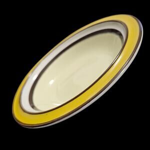 Spectrum Stoneware Cognac 760 6" Bowls Japan Yellow Brown Rim Set of 3